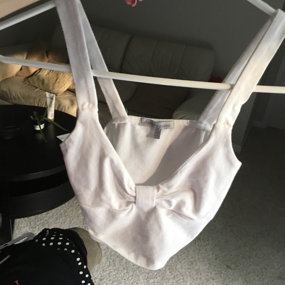 White bow cropped tank